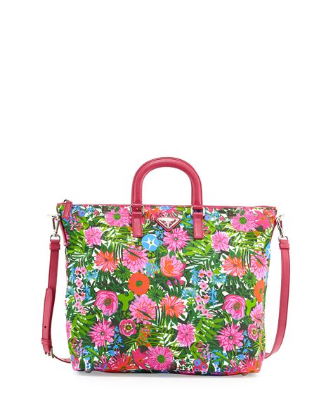 prada limited edition floral print nylon shopping tote fake|prada italy handbags.